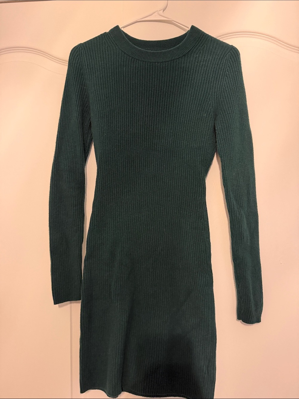 Gap Long Sleeve Ribbed Knit Dress in Dark Green XS